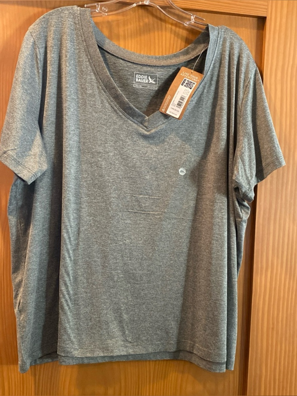 Eddie Bauer Women’s Gray (DriFit) Surreal Travel V-Neck Shirt S/S NWT XXL